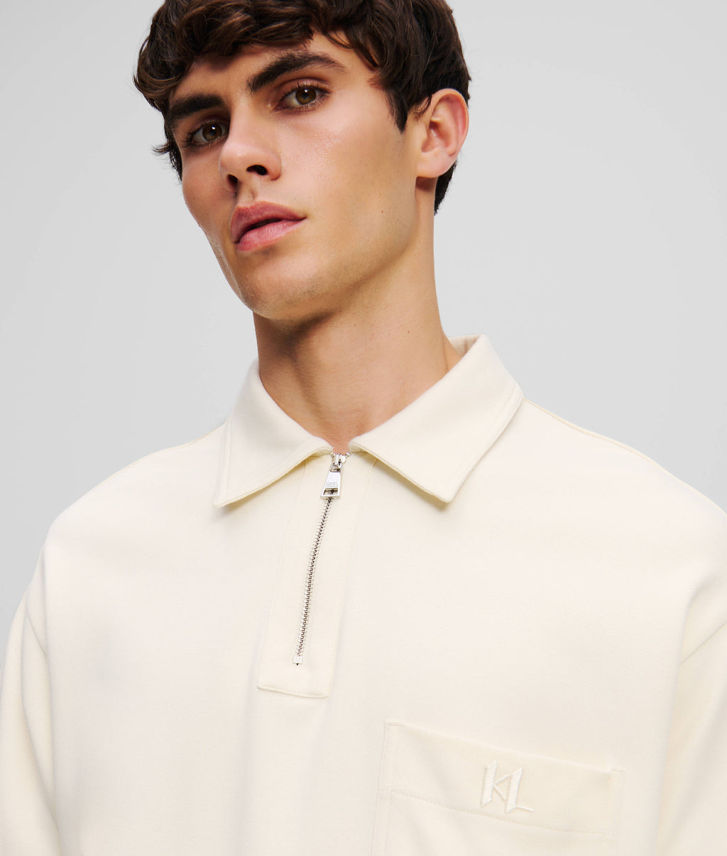 KL MONOGRAM ZIP-UP POLO SHIRT