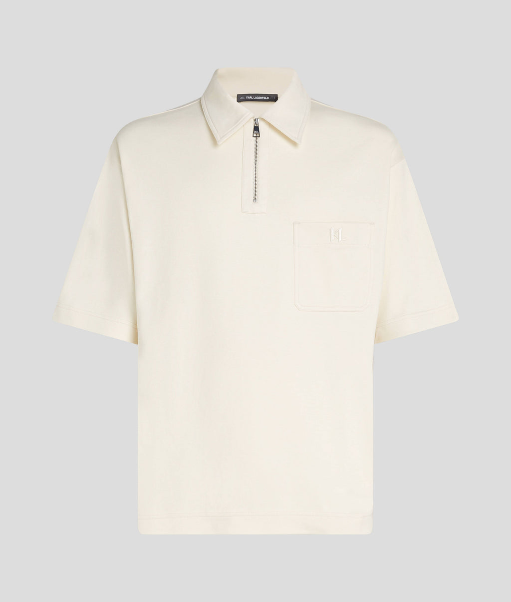 KL MONOGRAM ZIP-UP POLO SHIRT