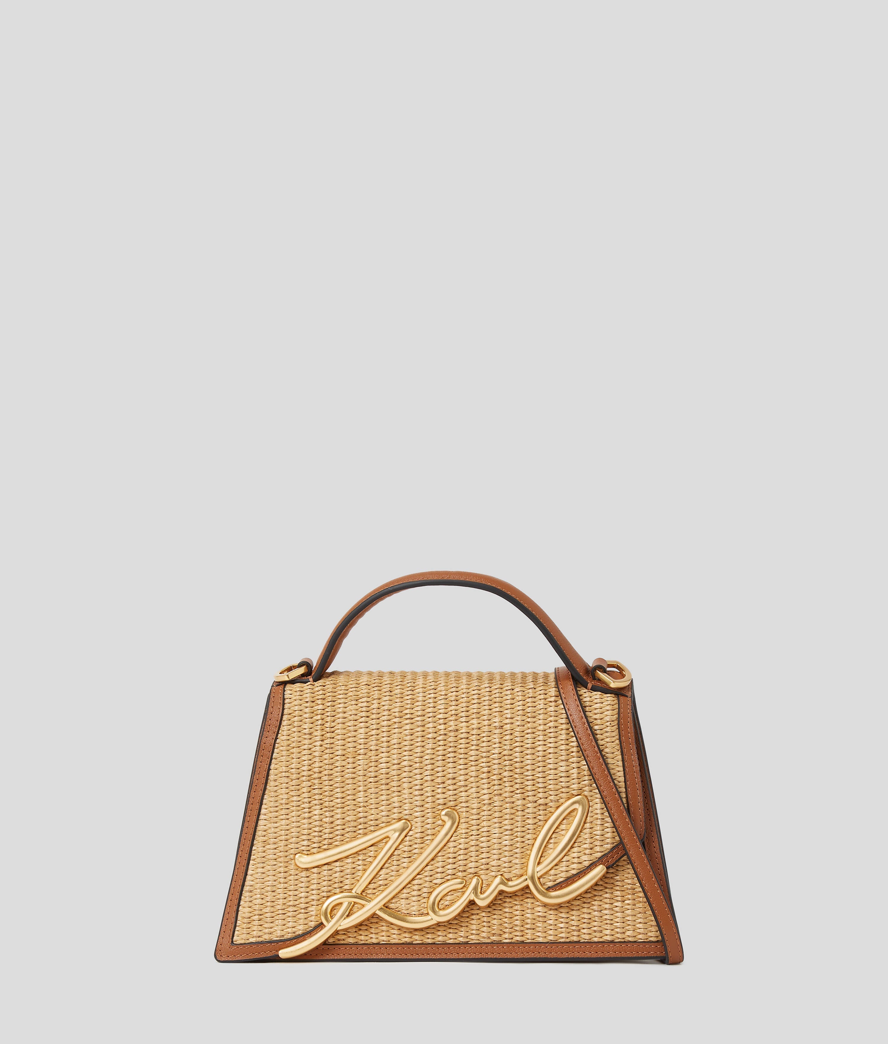 K/SIGNATURE MEDIUM RAFFIA CROSSBODY BAG