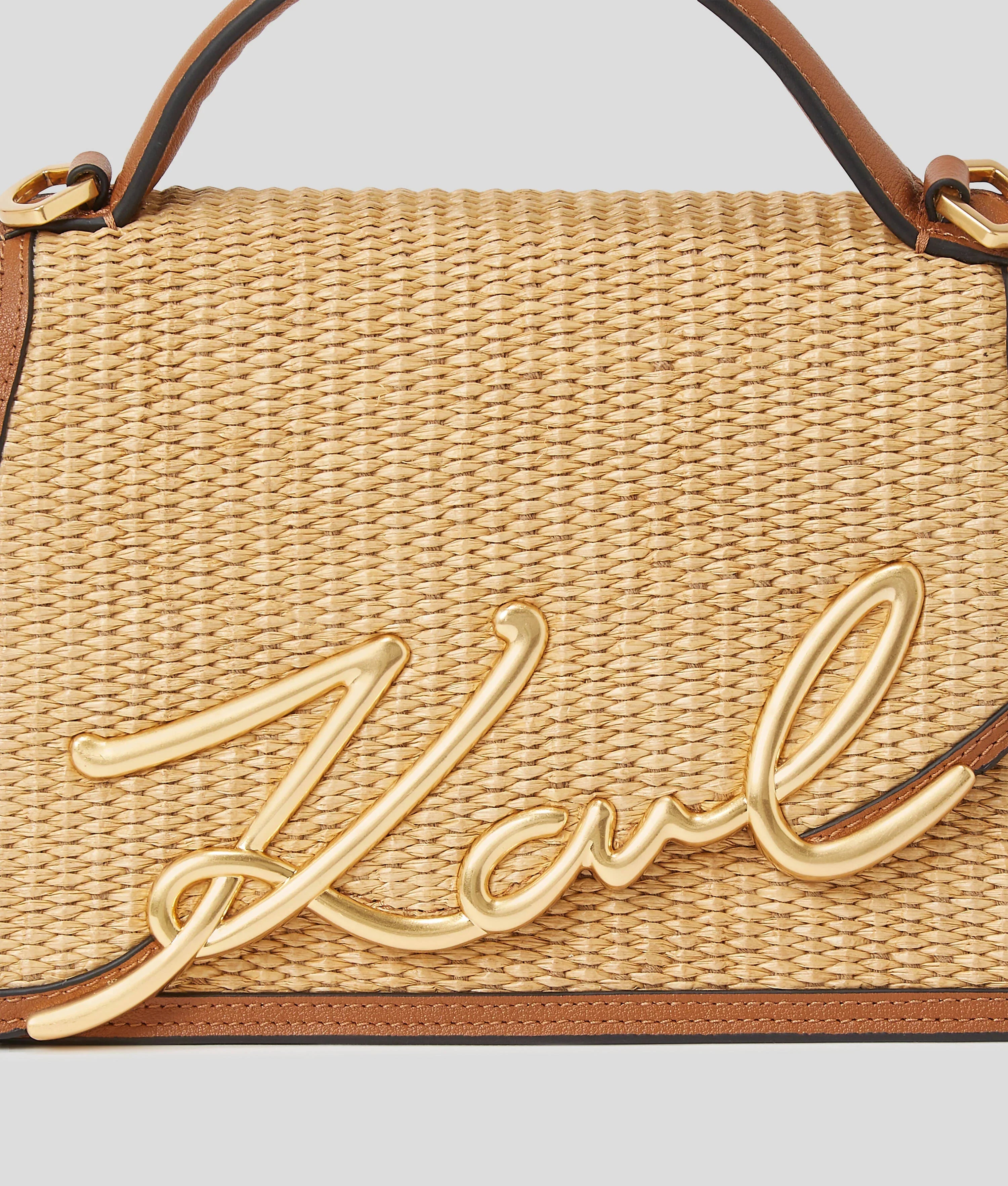 K/SIGNATURE MEDIUM RAFFIA CROSSBODY BAG