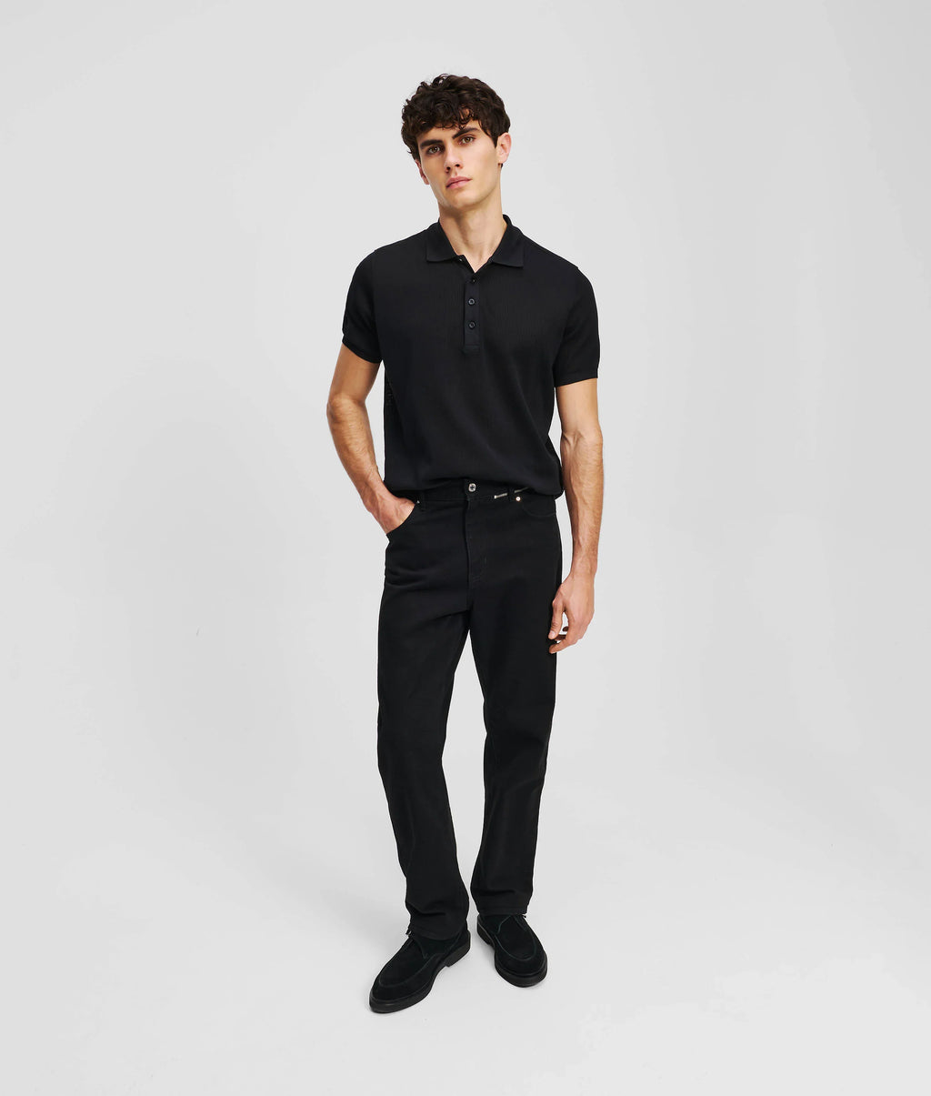 ZIP-DETAIL TAPERED JEANS