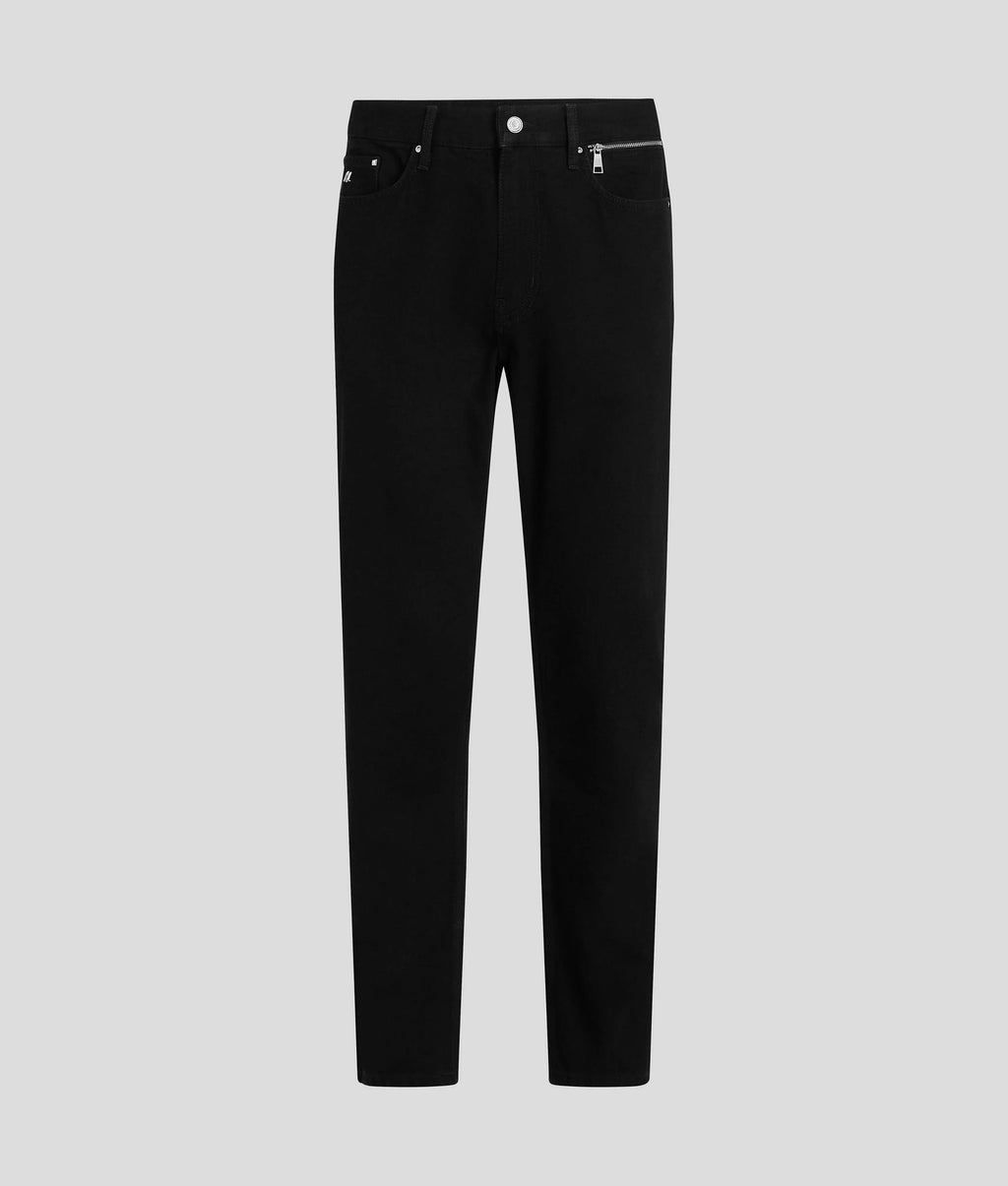 ZIP-DETAIL TAPERED JEANS