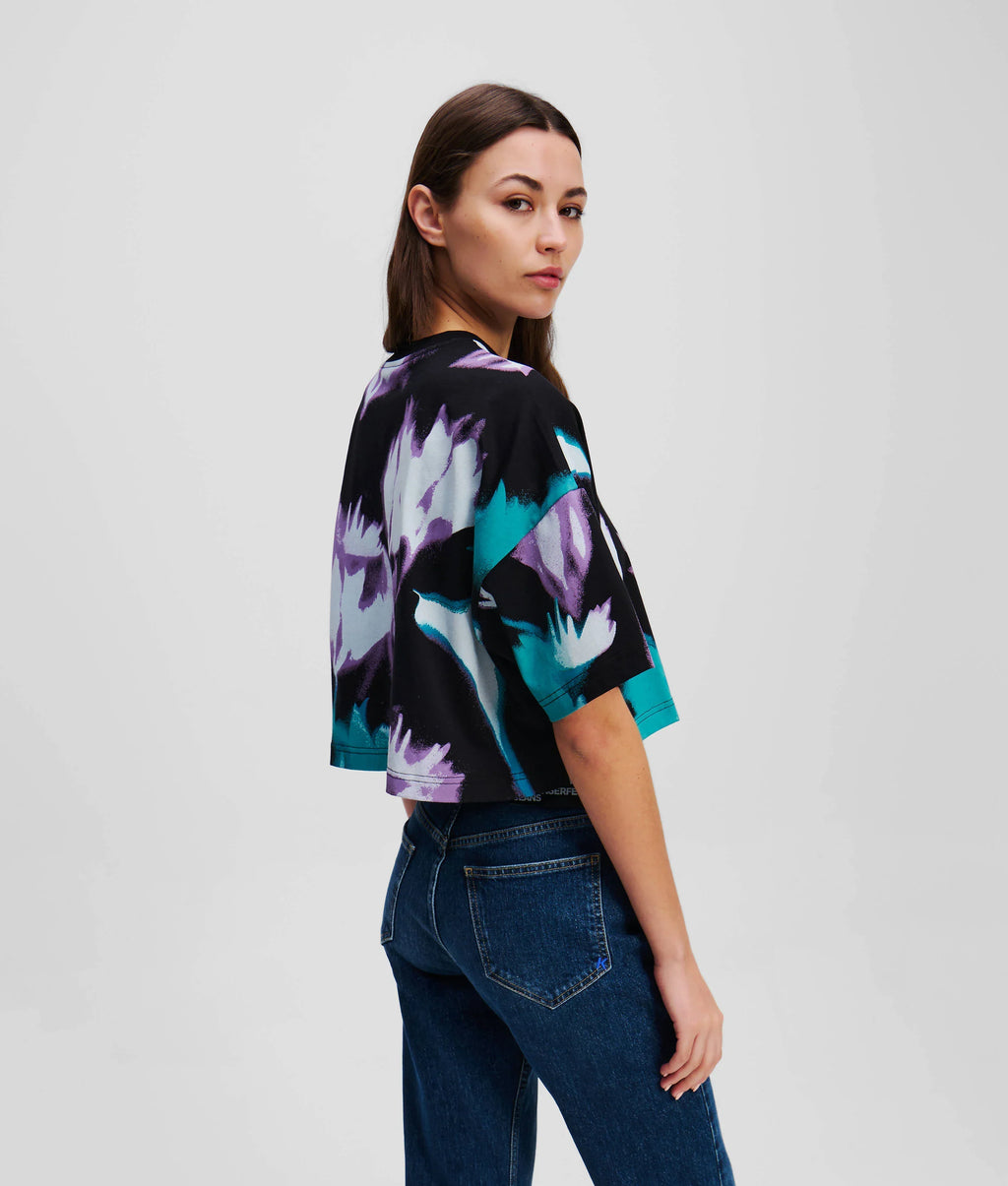 FLORAL-PRINT CROPPED T-SHIRT