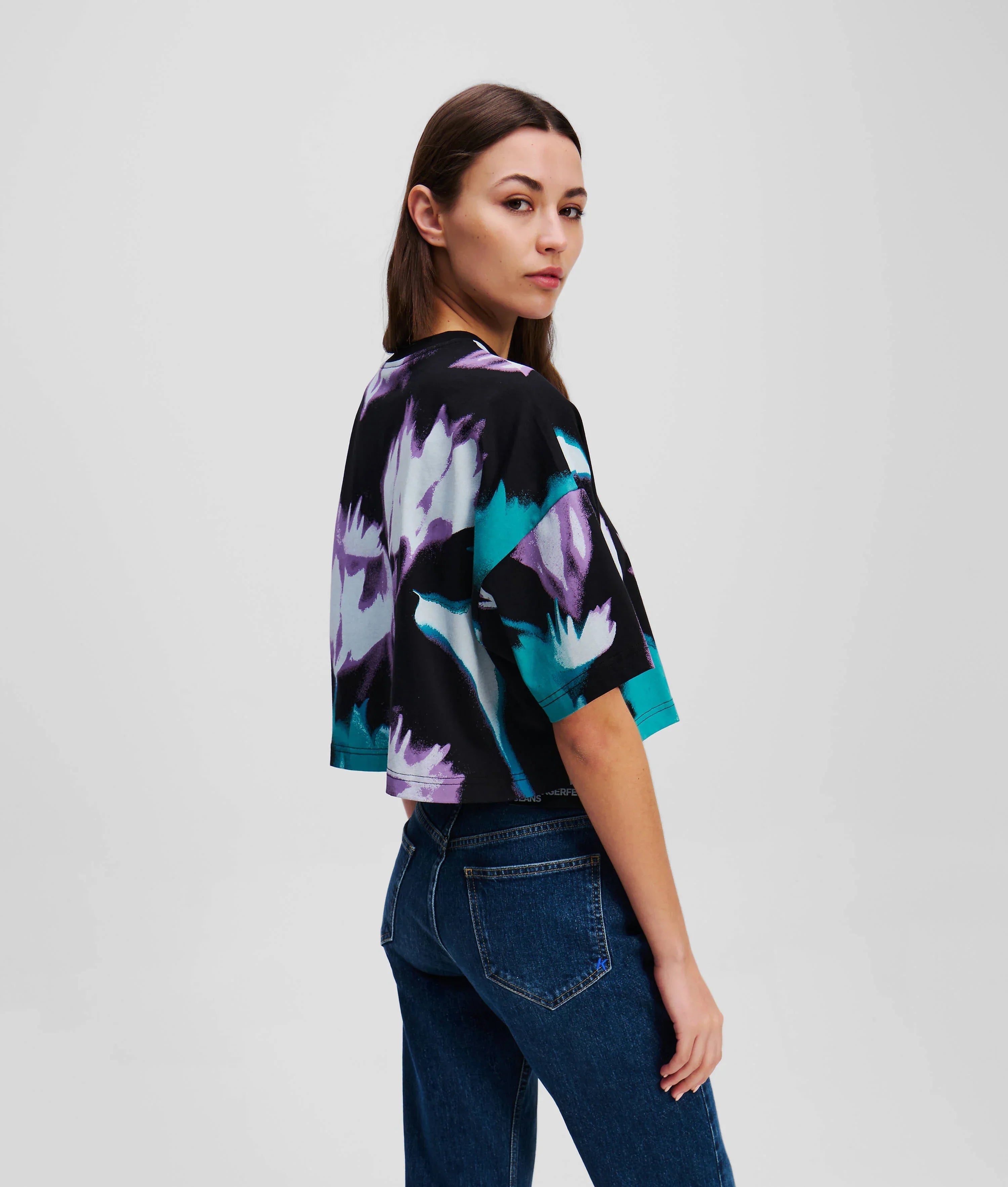 FLORAL-PRINT CROPPED T-SHIRT