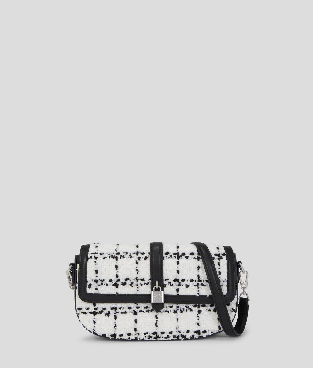 K/AUTOGRAPH PADLOCK BOUCLÉ SHOULDER BAG
