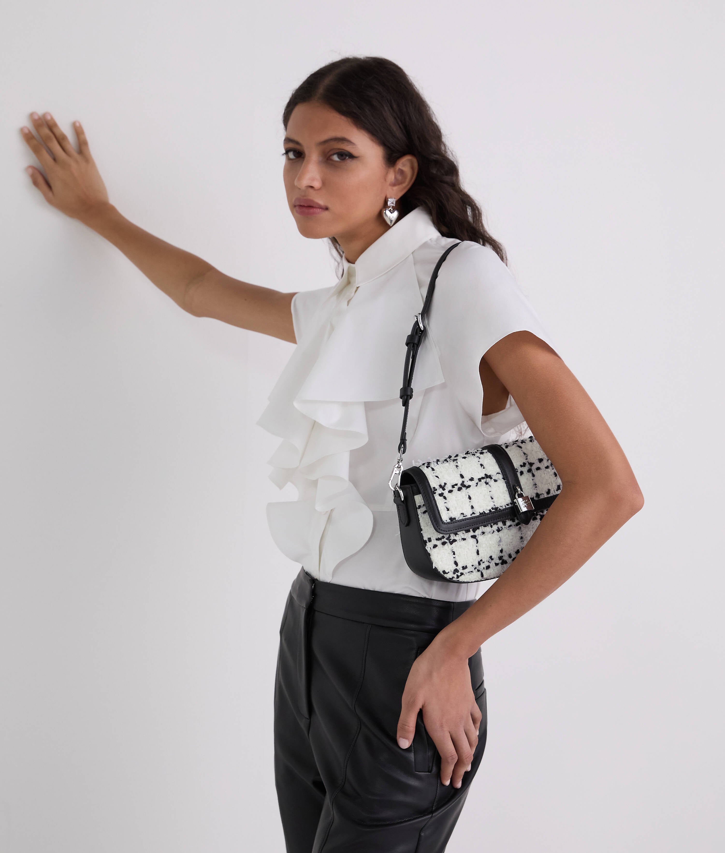 K/AUTOGRAPH PADLOCK BOUCLÉ SHOULDER BAG