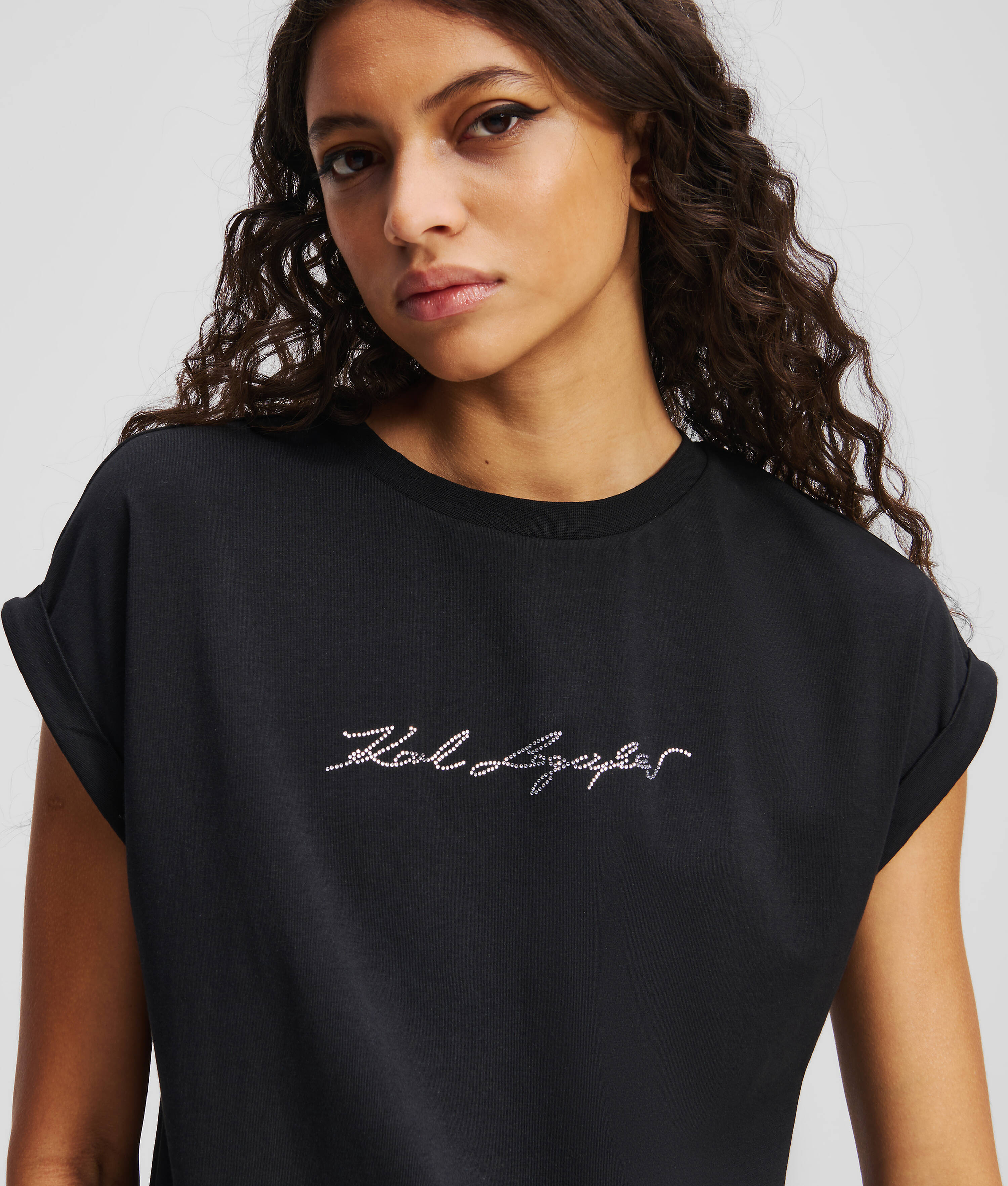 RHINESTONE KARL SIGNATURE T-SHIRT